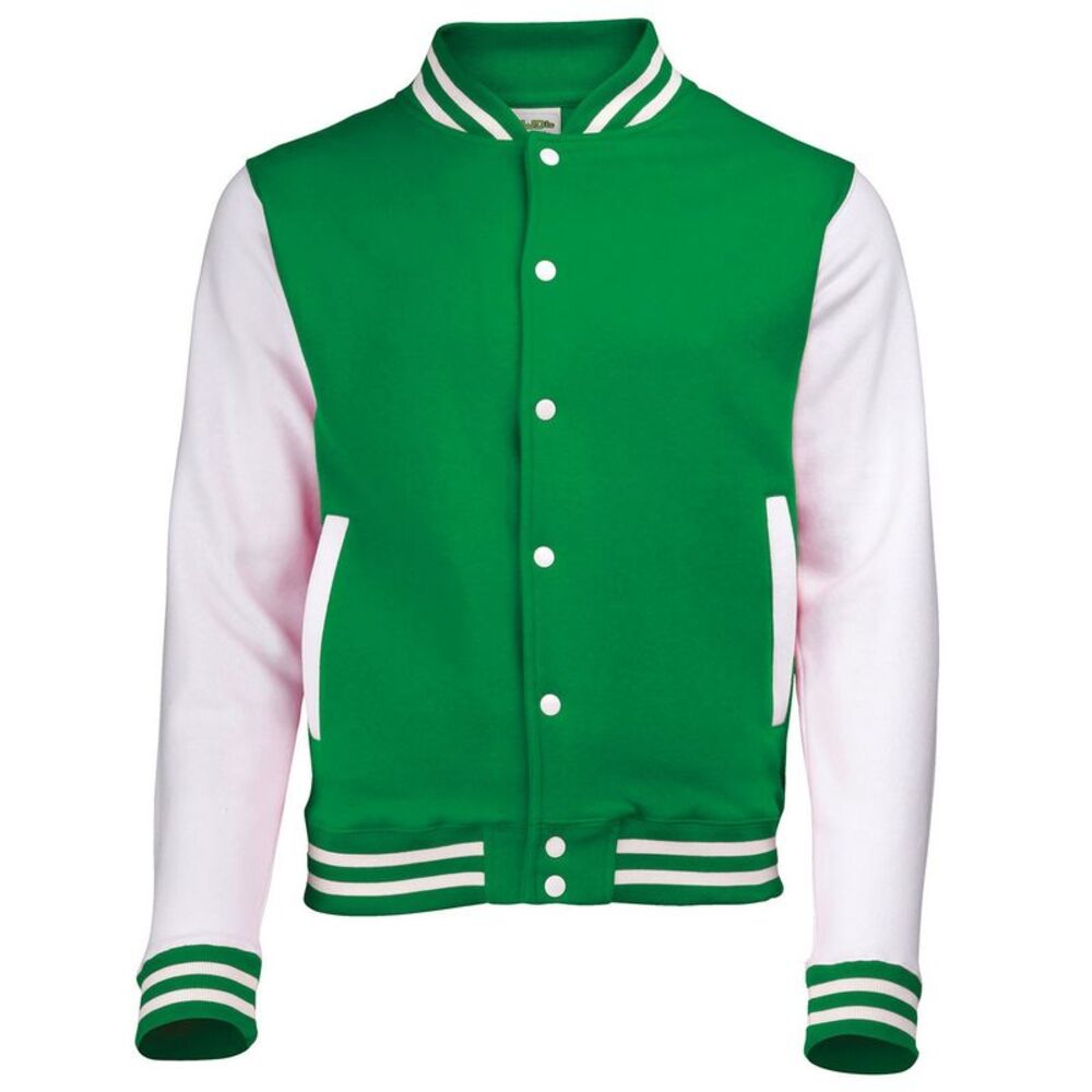 Awdis Unisex Adult Varsity Jacket / Kelly Green/White